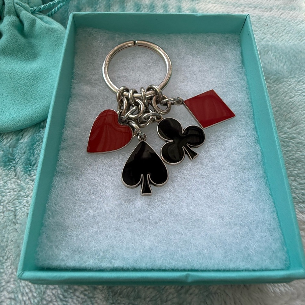 Tiffany & Co card suit keychain VERY RARE!!❤️♠️♦️♣️
